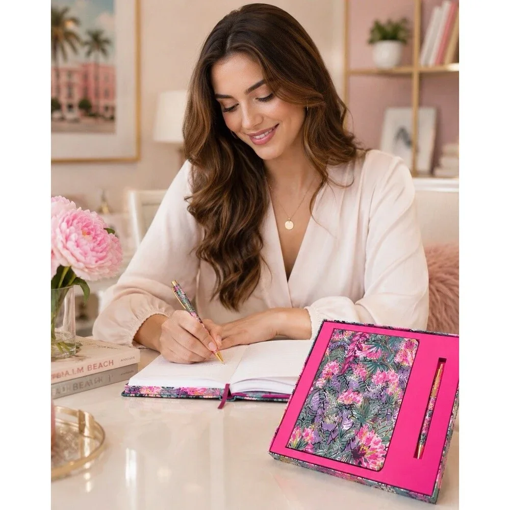 Lilly Pulitzer Journal & Pen Gift Set Tropical Floral Notebook Stationery New